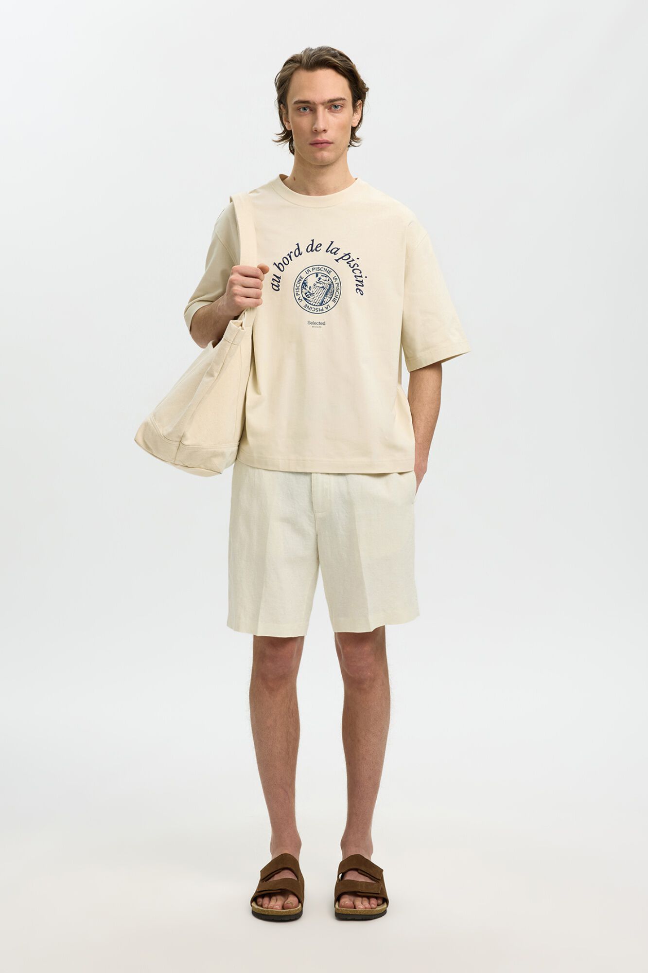 Selected T-shirt de manga curta estampada