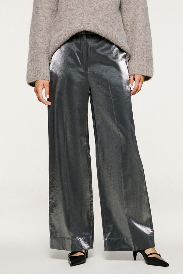 Selected Pantal&oacute;n efecto metalizado Negro