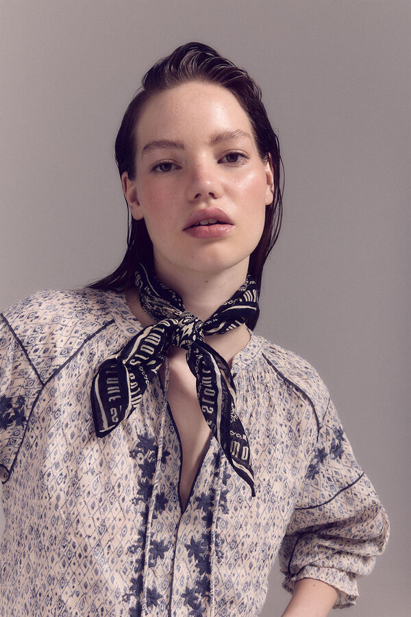 Slowlove Blusa bordada manga larga Estampado blanco