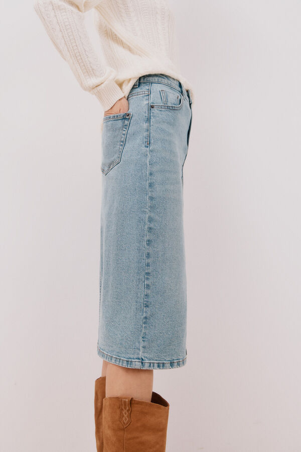 Cortefiel Falda midi vaquera Azul