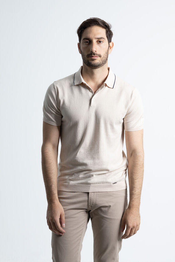 PuroEGO Polo de punto rafia Beige