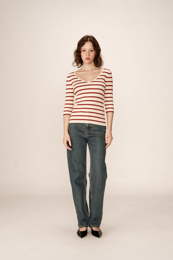 Grace & Mila Jersey de punto de canal&eacute; Estampado granate