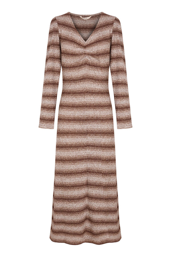 Slowlove Vestido punto frunce rayas Arena
