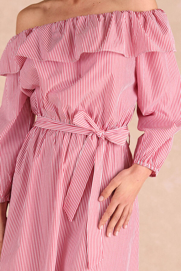 Pol&iacute;n Et Moi Vestido midi riscas Nimia Vermelho