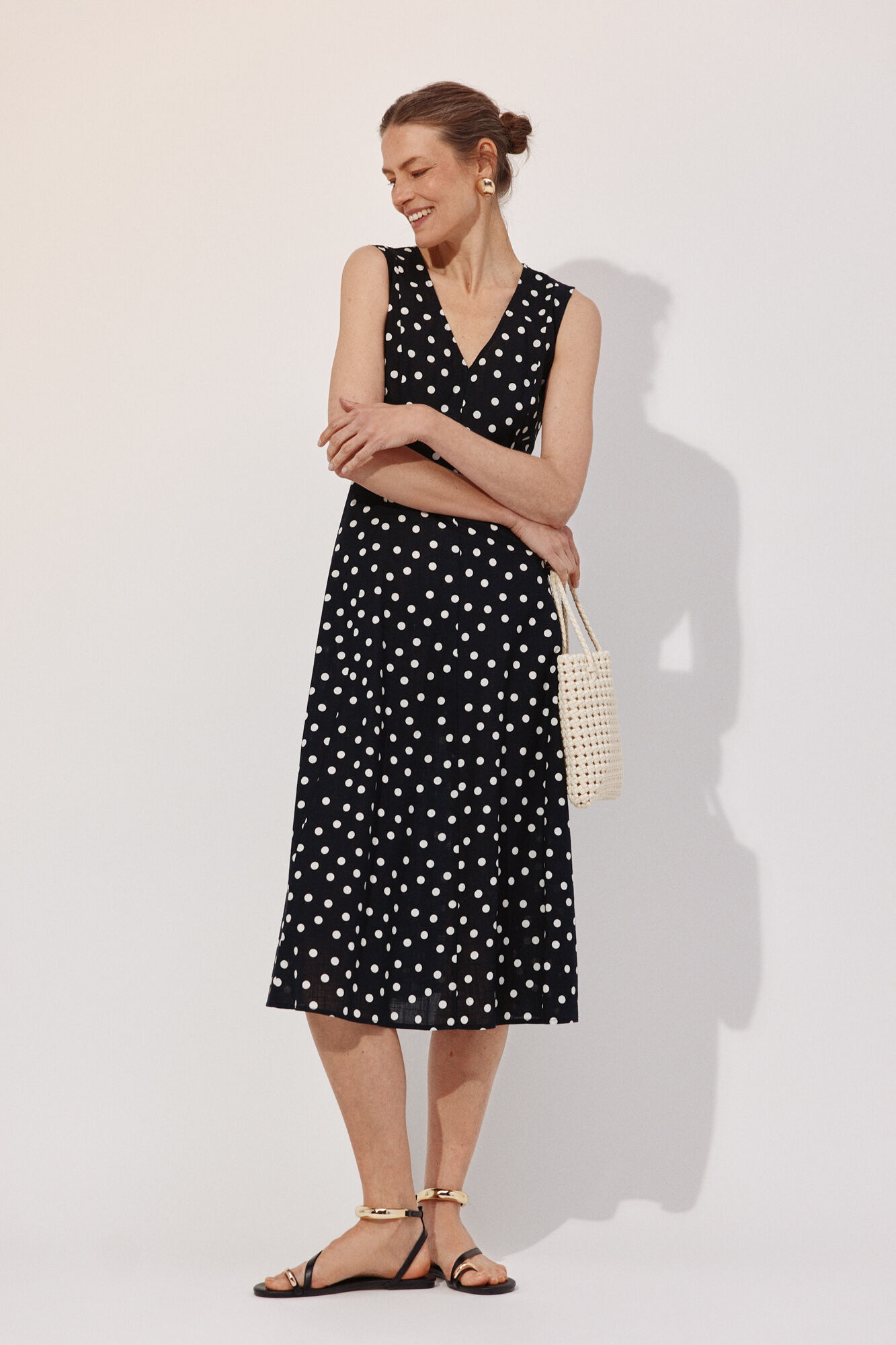Cortefiel Vestido estampado pontos