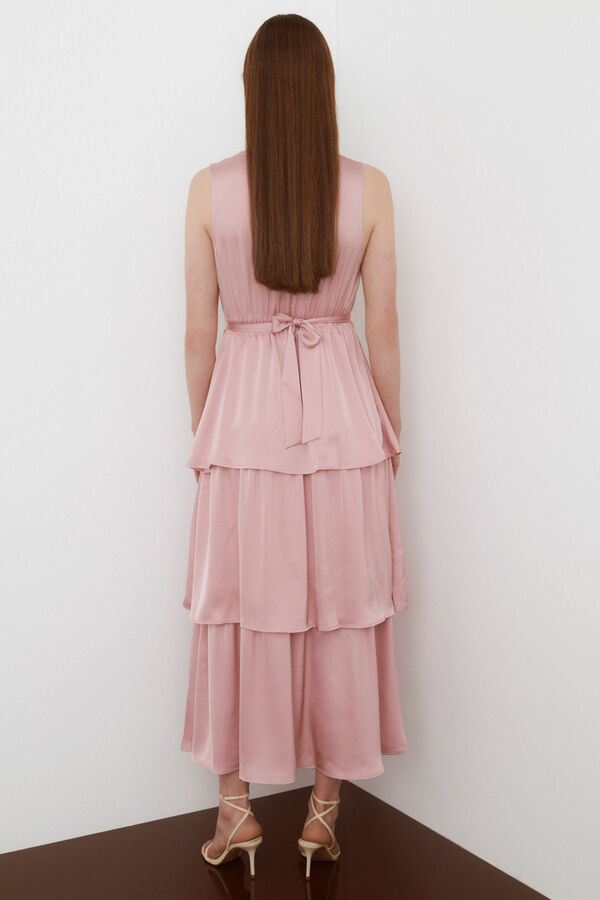 Vila Vestido satinado sin mangas Rosa