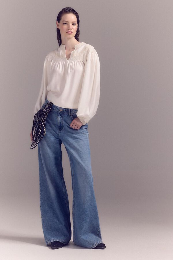 Slowlove Blusa branca bordada Branco