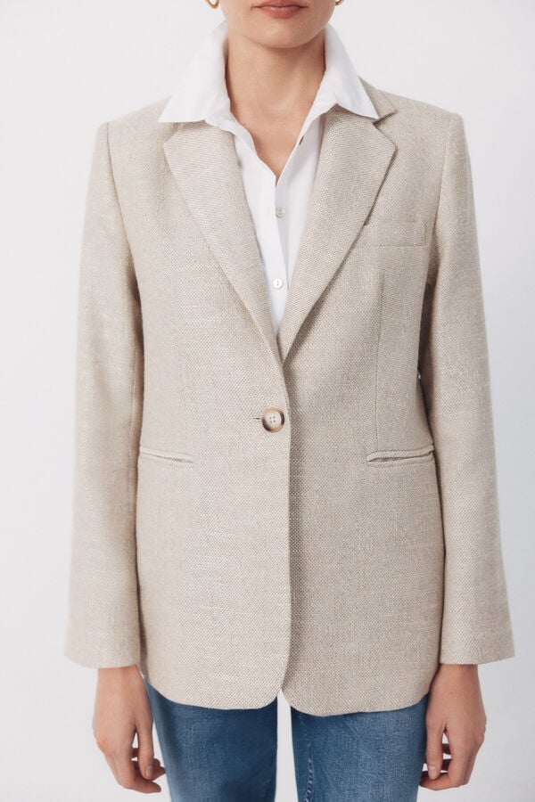 Cortefiel Blazer de tecido texturizada Castanho