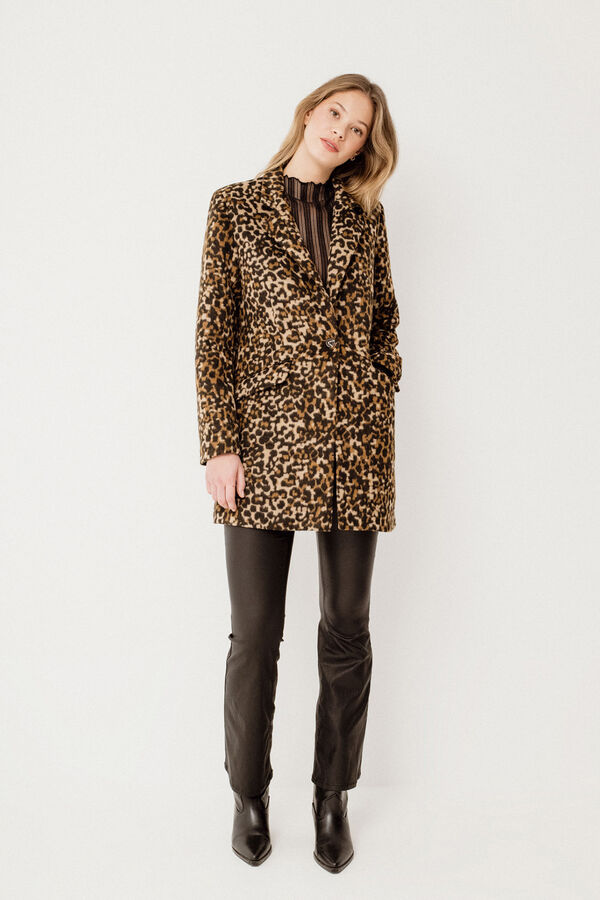 Vila Sobretudo de leopardo Castanho