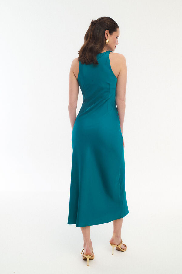 Vila Vestido midi satinado de fiesta Turquesa
