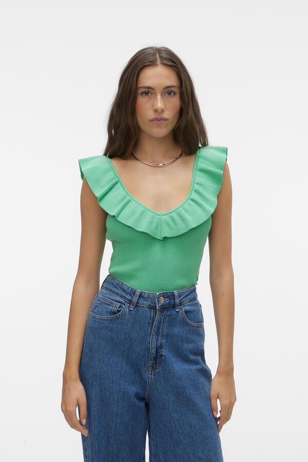Vero Moda Top decote com folho  Verde