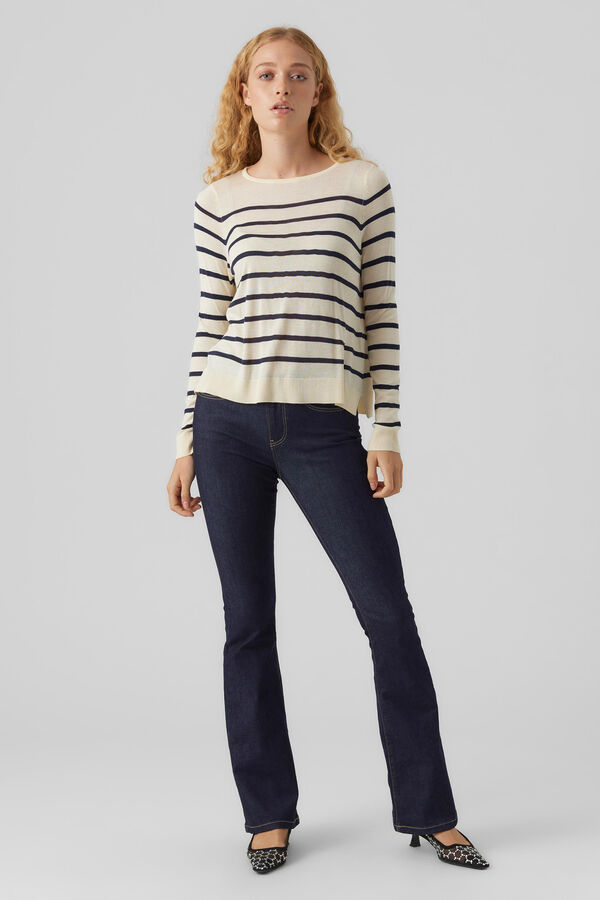 Vero Moda Camisola fina de gola redonda Cinzento