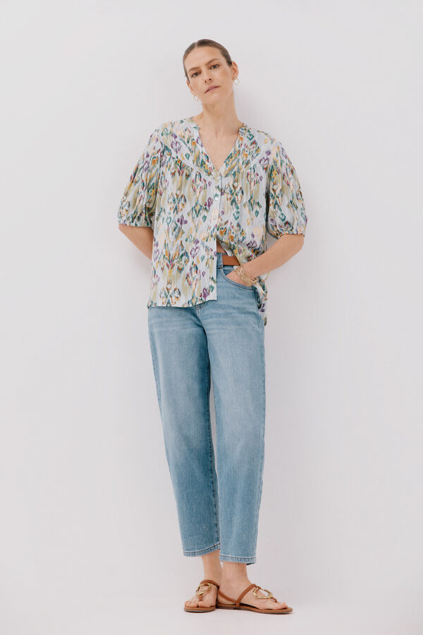 Cortefiel Blusa de manga curta Verde