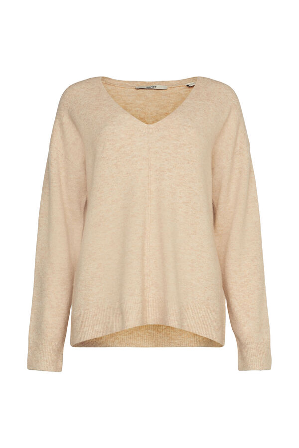 Esprit Jersey de punto loose fit con lana Beige