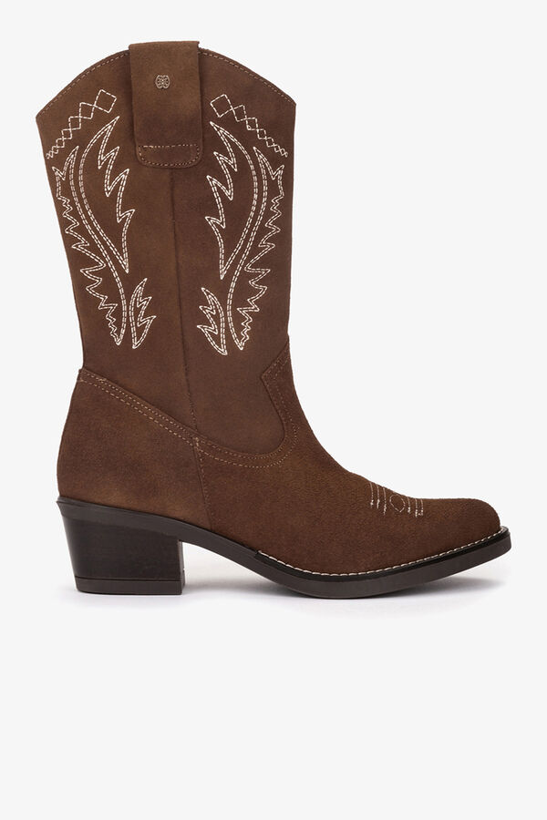 Cupl&eacute; Bota cowboy serraje cuero Marr&oacute;n
