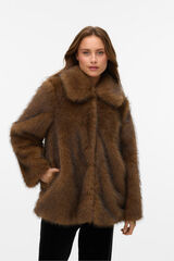 Vero Moda Abrigo de pelo Marr&oacute;n oscuro