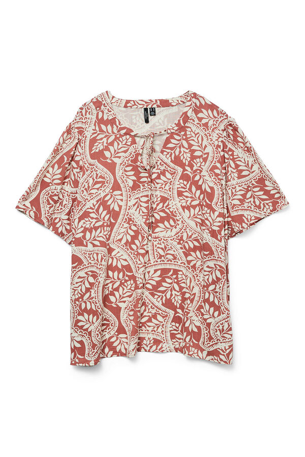 Vero Moda Curve Top de manga corta y cuello pico talla grande Rojo