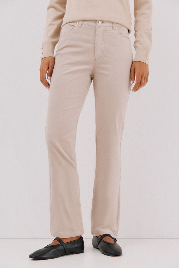 Cortefiel Pantal&oacute;n Sensational velvet Beige