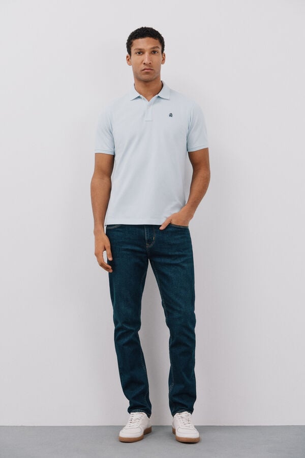 Cortefiel Polo b&aacute;sico piqu&eacute; Azul