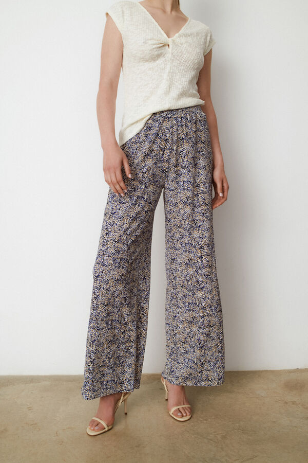 Vila Pantalones anchos de punto Azul