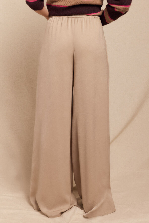 Slowlove Pantal&oacute;n fluido satinado Beige