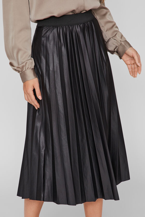 Vila Falda midi plisada Negro