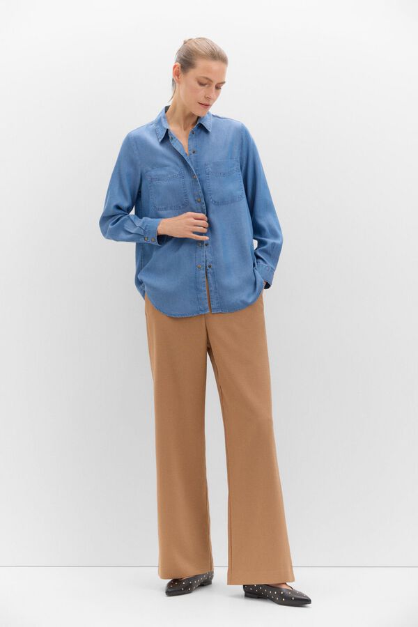 Cortefiel Camisa Vaquera Tencel Azul
