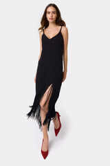 Cupl&eacute; Vestido flecos manila crep Negro