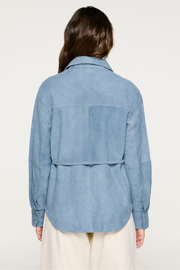 Selected Casaco 100% em pele de cabra Azul