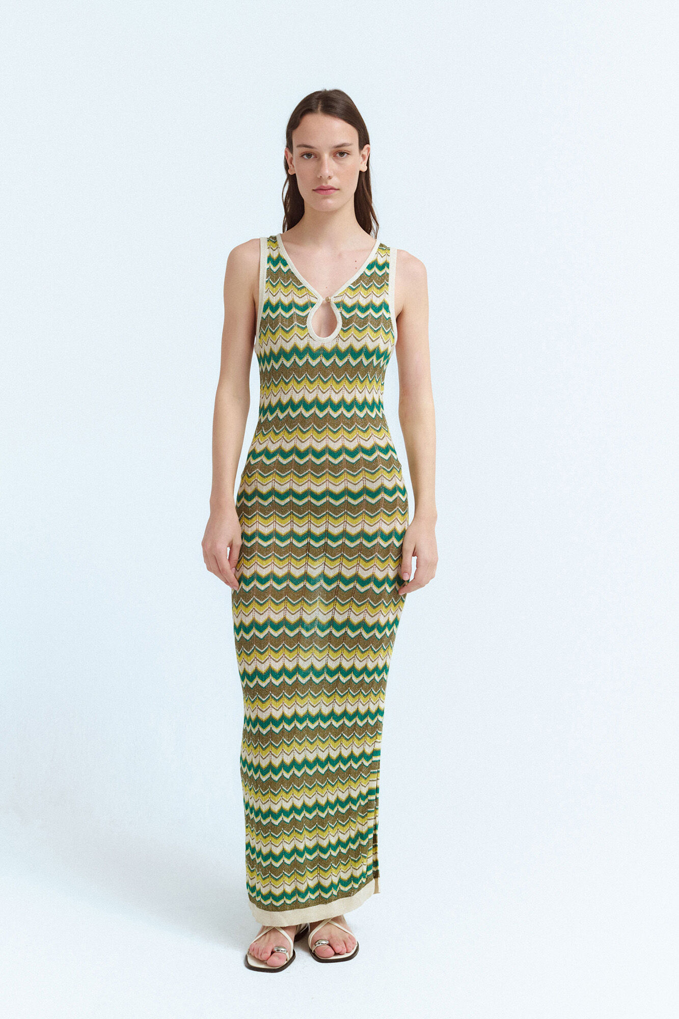 Vila Vestido midi de punto pointelle con l&uacute;rex