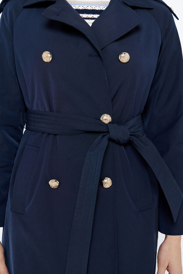 Cortefiel Gabardina larga marina Azul marino