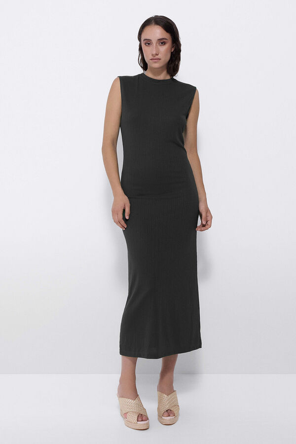 Cuplé Vestido midi malha Preto