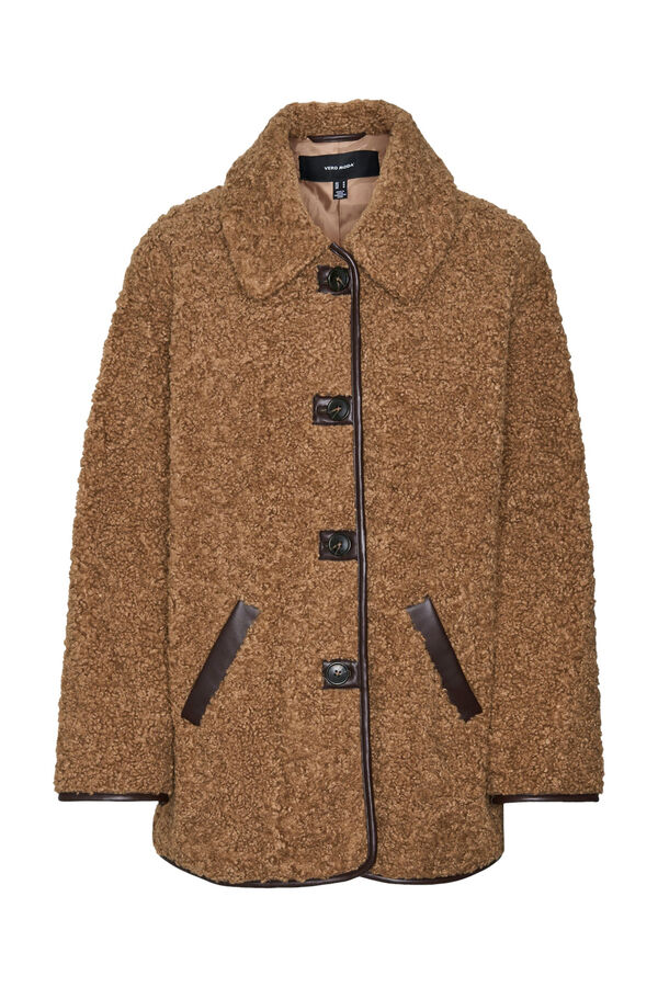 Vero Moda Chaqueta efecto borrego Marrón oscuro