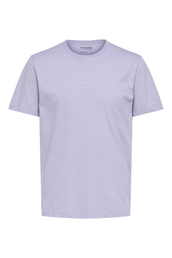 Cortefiel T-shirt de manga curta com logo frontal de algodão orgânico Roxo