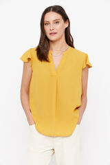 Cortefiel Blusa fluida decote em bico Dourado