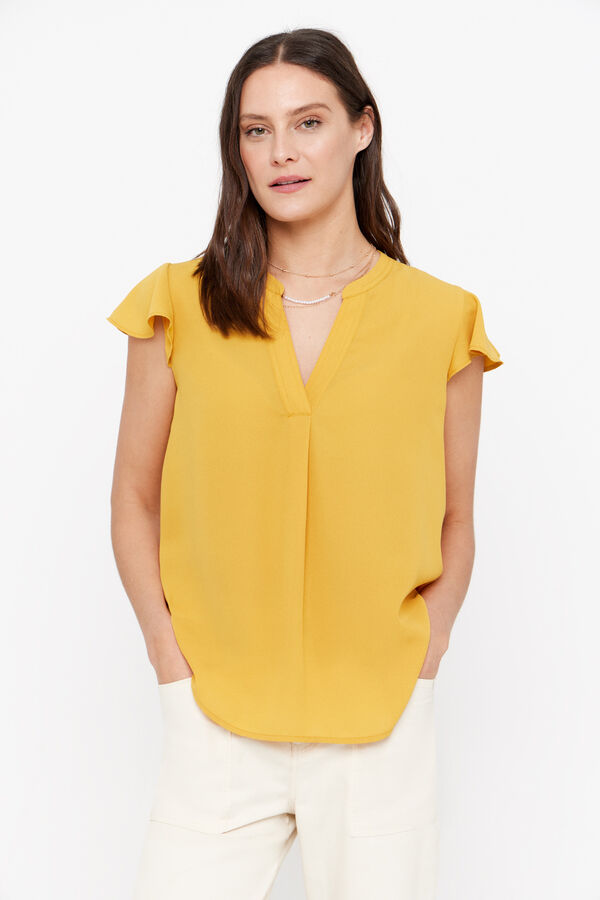 Cortefiel Blusa fluida decote em bico Dourado