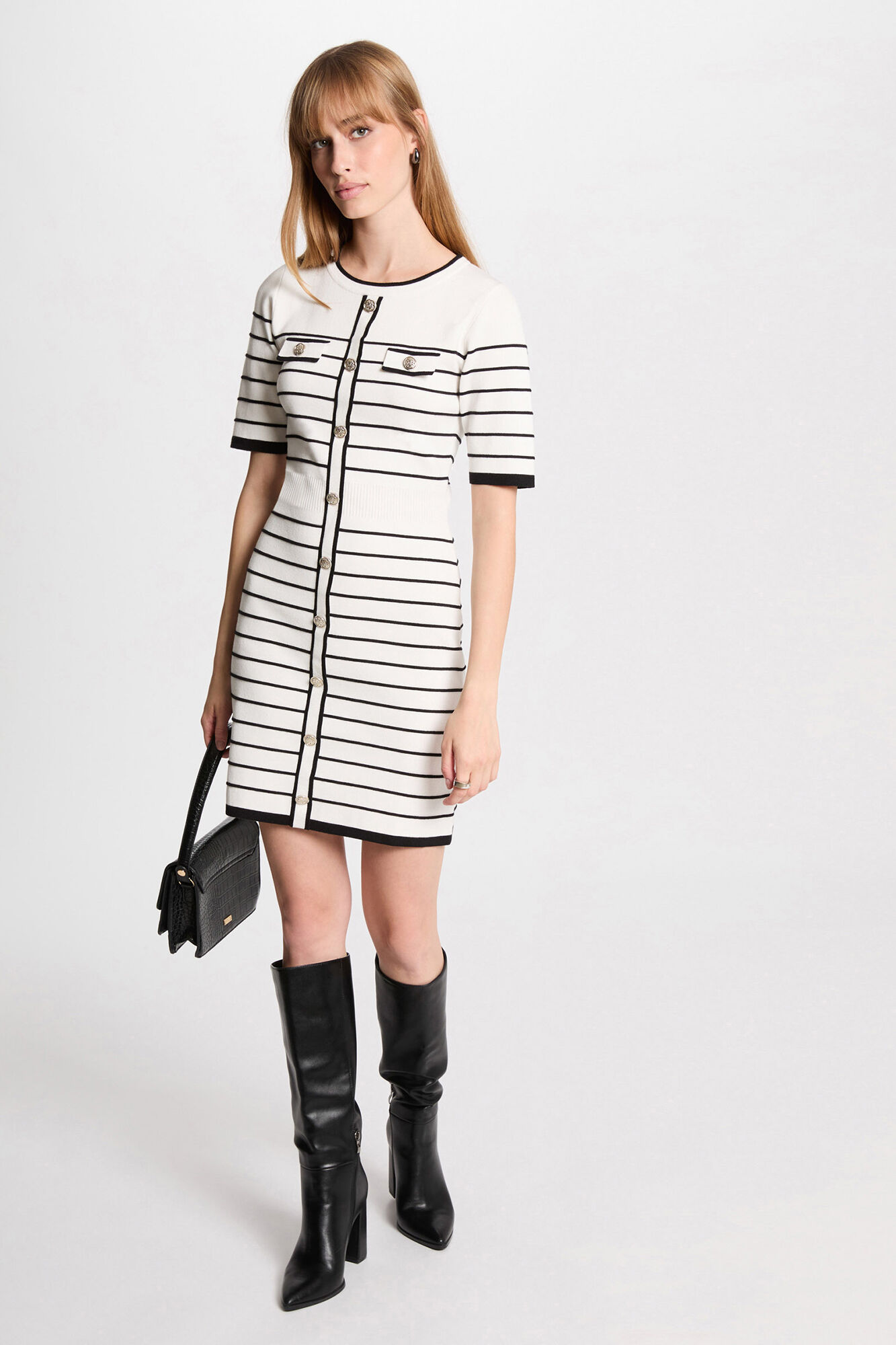 Morgan Vestido curto de malha com riscas