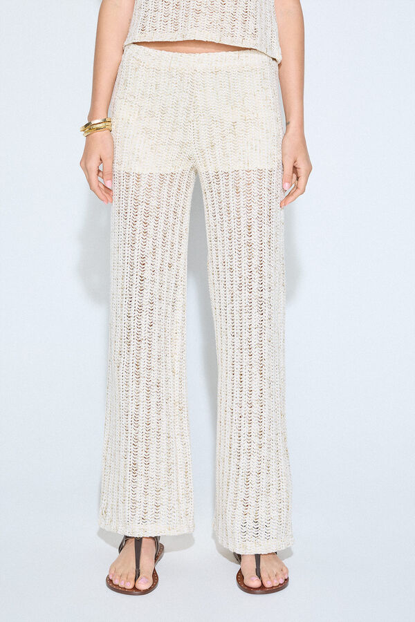Slowlove Pantal&oacute;n de punto Marfil
