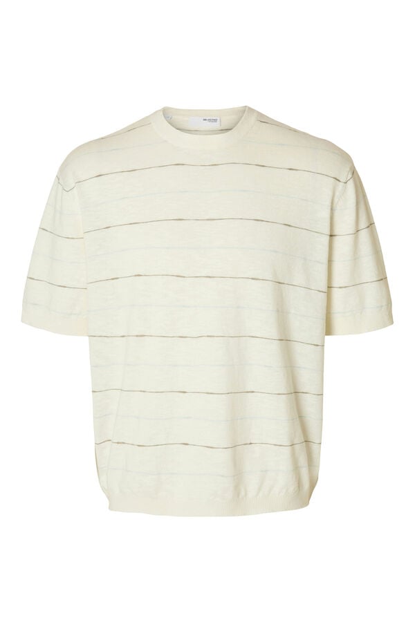 Selected Camiseta de manga curta de linho Branco