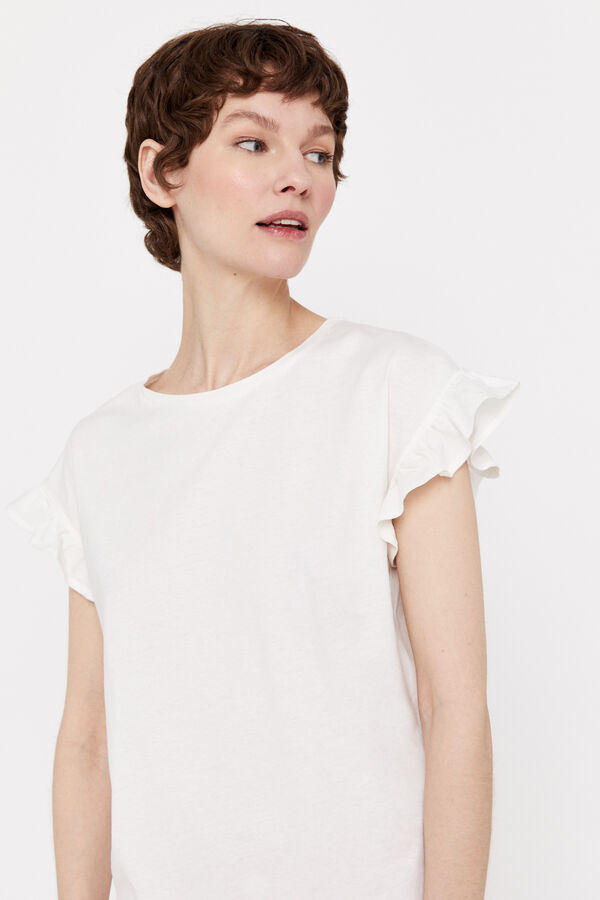 Cortefiel Camiseta volante Blanco