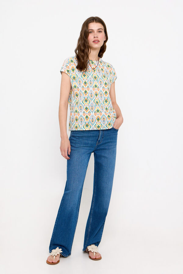 Cortefiel T-shirt b&aacute;sica renda Azul