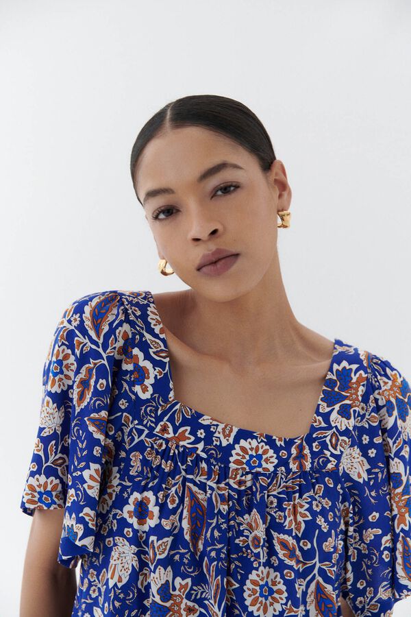 Caroll Blusa Clem Estampado azul