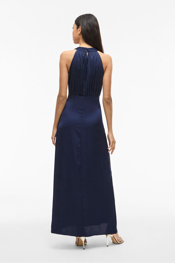 Vila Vestido largo satinado de fiesta Azul marino