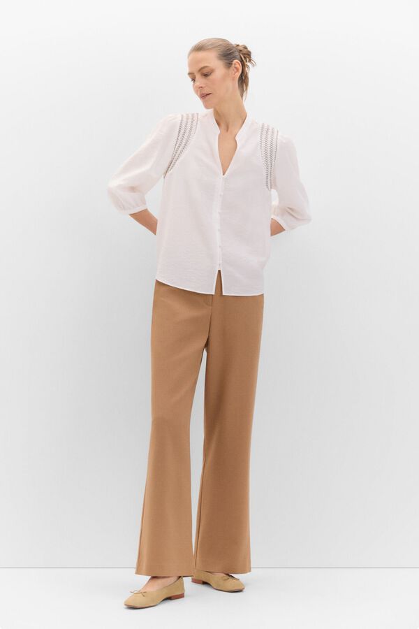 Cortefiel Blusa nido de abeja Blanco