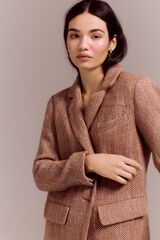 Slowlove Casaco Sobretudo blazer de espiga Castanho