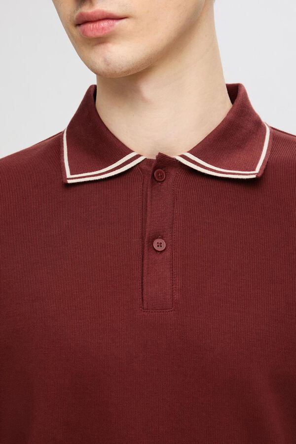 Selected Camisa p&oacute;lo de manga comprida confeccionada em 100% algod&atilde;o org&acirc;nico. Vermelho