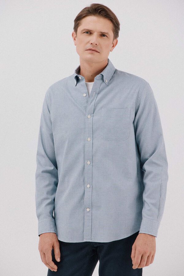 Cortefiel Camisa twill xadrez Azul