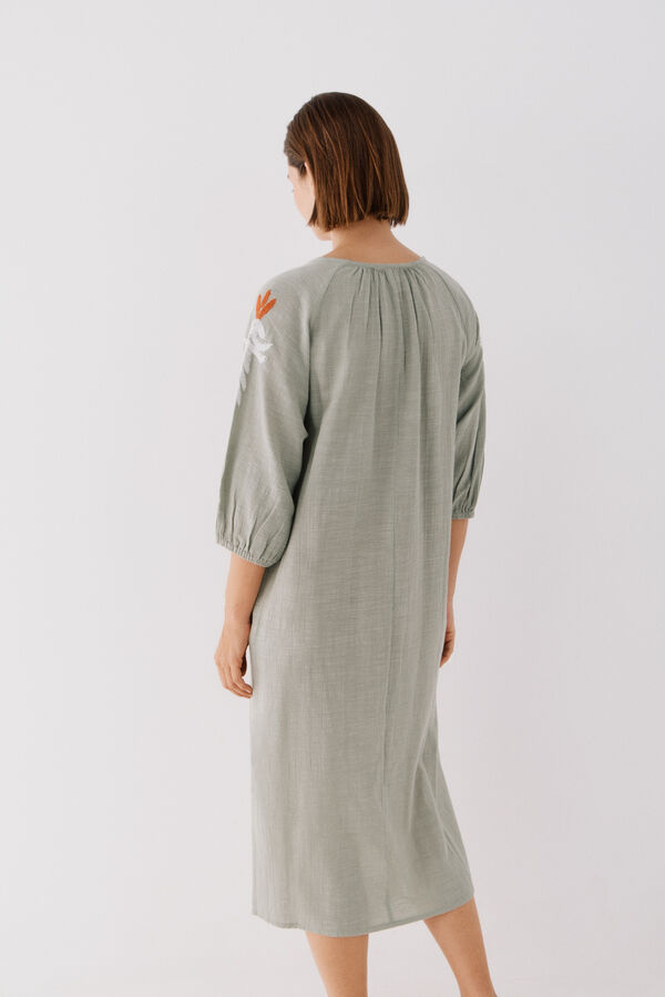 Cortefiel Cafet&atilde; comprido bordado Verde