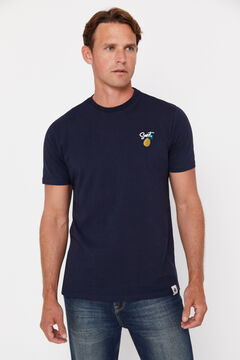 Cortefiel Camiseta con bordado en pecho Azul oscuro