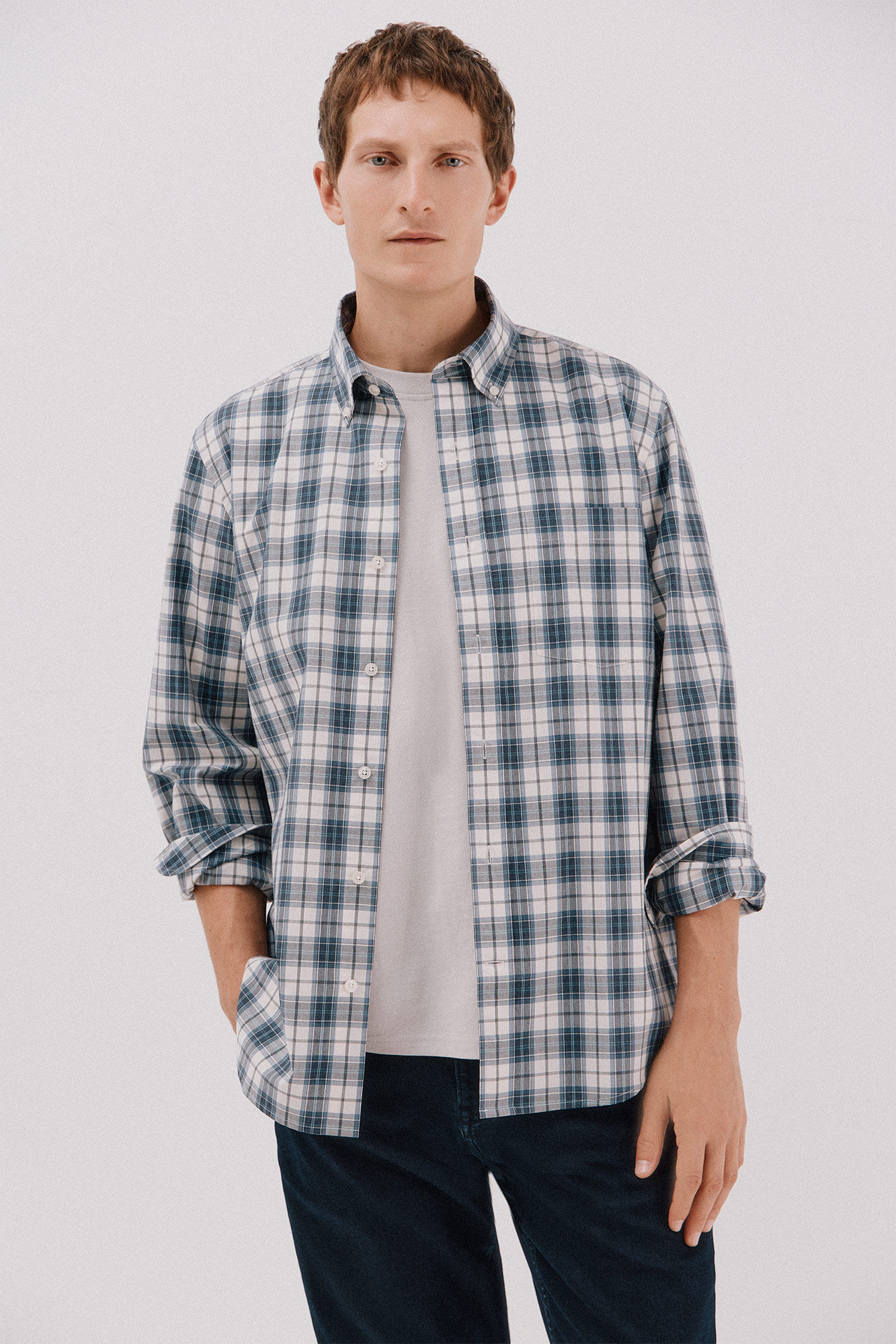 Cortefiel Camisa cuadros popel&iacute;n